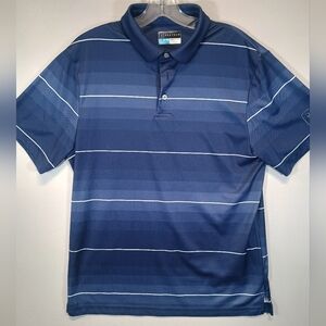 PGA Tour Men’s Medium ProSeries Blue Striped Golf Polo Shirt